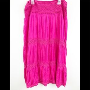 💕 Pink boho tiered maxi skirt M 💕